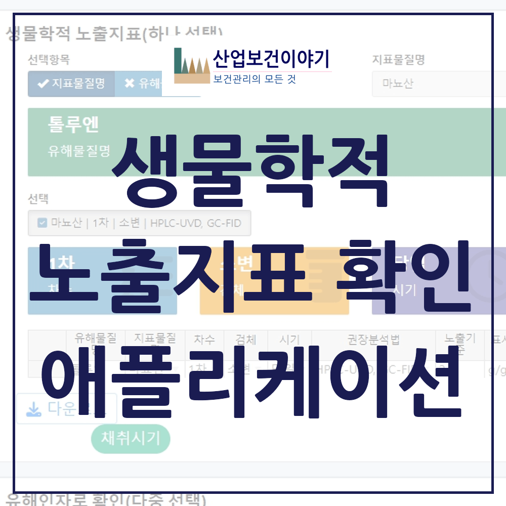 생물학적 노출지표(모니터링) 확인 애플리케이션